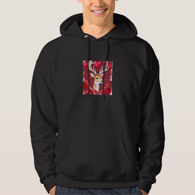 Valentine's Day Love Heart Cute Deer Girlfriend Fi Hoodie (Front)
