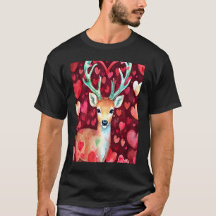 Valentine's Day Love Heart Cute Deer Girlfriend Fi T-Shirt