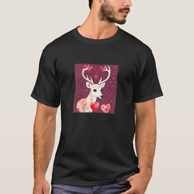 Valentine's Day Love Heart Cute Deer Girlfriend Fi T-Shirt (Front)