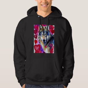 Valentine's Day Love Heart Cute Wolf Girlfriend Fi Hoodie