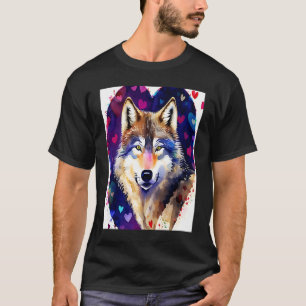Valentine's Day Love Heart Cute Wolf Girlfriend Fi T-Shirt