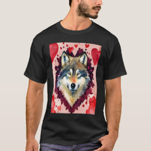Valentine's Day Love Heart Cute Wolf Girlfriend Fi T-Shirt