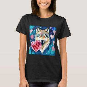 Valentine's Day Love Heart Cute Wolf Girlfriend Fi T-Shirt