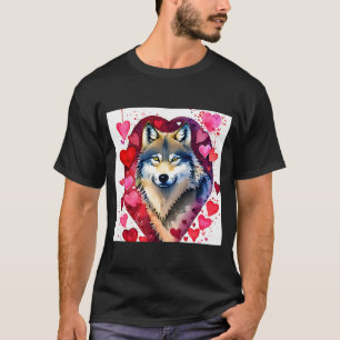 Valentine's Day Love Heart Cute Wolf Girlfriend Fi T-Shirt