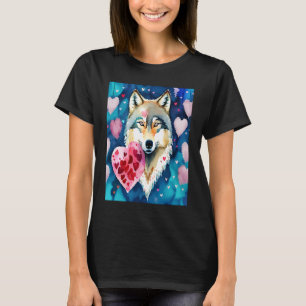 Valentine's Day Love Heart Cute Wolf Girlfriend Fi T-Shirt