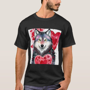 Valentine's Day Love Heart Cute Wolf Girlfriend Fi T-Shirt