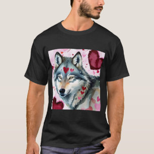 Valentine's Day Love Heart Cute Wolf Girlfriend Fi T-Shirt