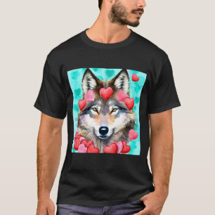 Valentine's Day Love Heart Cute Wolf Girlfriend Fi T-Shirt
