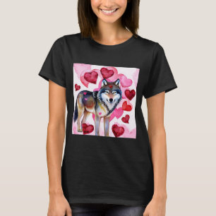 Valentine's Day Love Heart Cute Wolf Girlfriend Fi T-Shirt