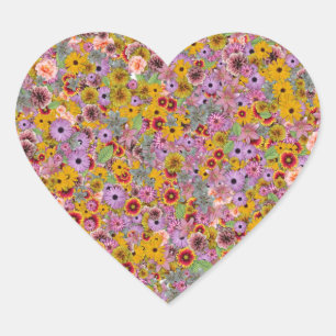 Valentines Day Love Heart Flowers Colourful Bloom Heart Sticker