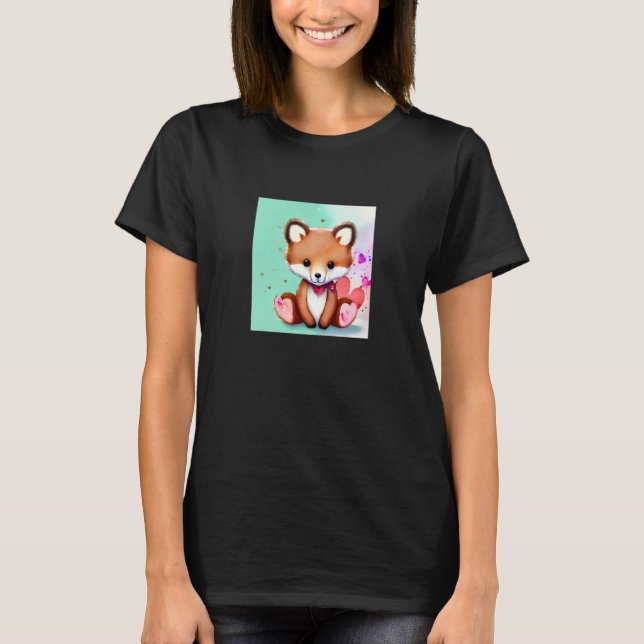 Valentine's Day Love Heart Fox Teddy Girlfriend Fi T-Shirt (Front)