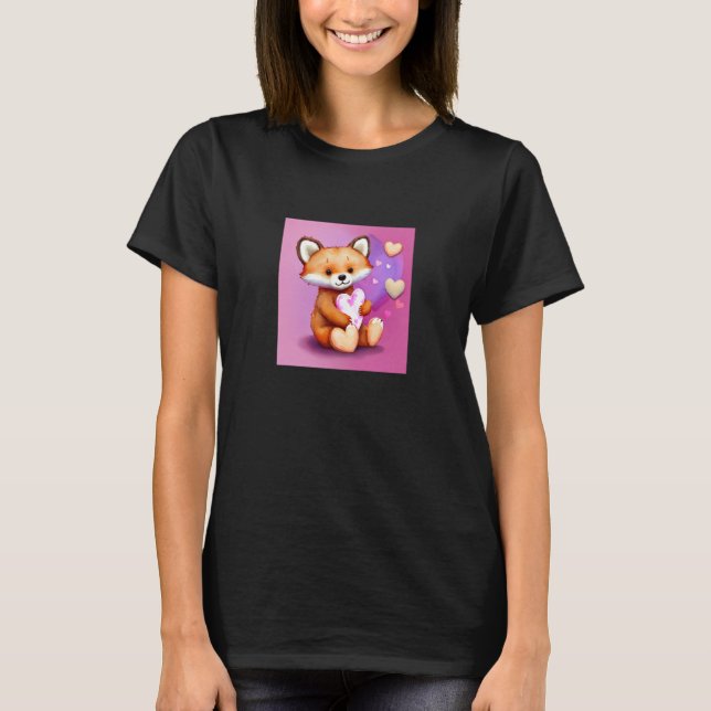 Valentine's Day Love Heart Fox Teddy Girlfriend Fi T-Shirt (Front)