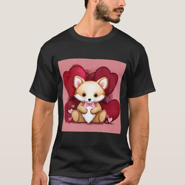 Valentine's Day Love Heart Fox Teddy Girlfriend Fi T-Shirt (Front)