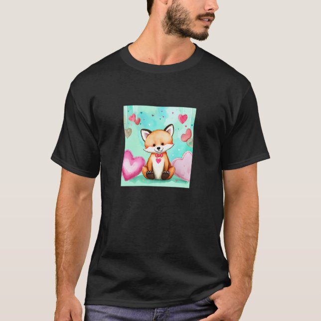 Valentine's Day Love Heart Fox Teddy Girlfriend Fi T-Shirt (Front)