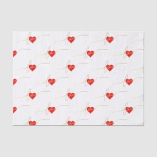 Valentine's Day Love Heart Modern Gold Script Tissue Paper