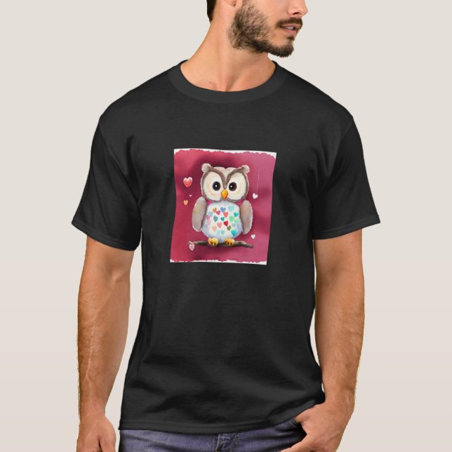 Valentine's Day Love Heart Owl Teddy Girlfriend Fi T-Shirt (Front)