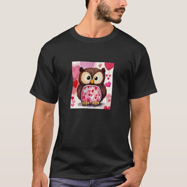 Valentine's Day Love Heart Owl Teddy Girlfriend Fi T-Shirt (Front)
