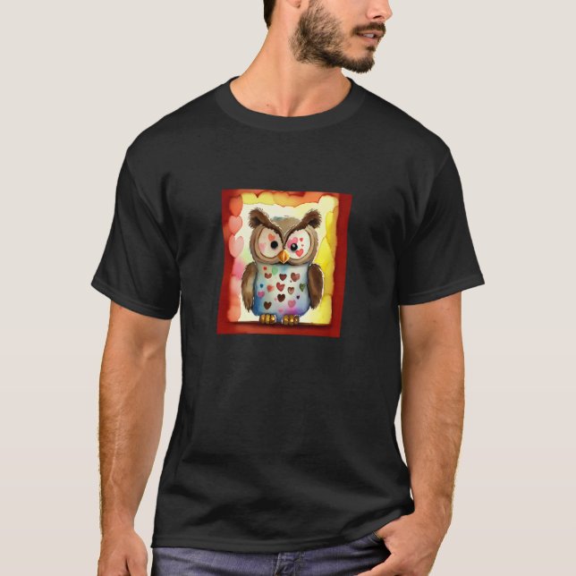 Valentine's Day Love Heart Owl Teddy Girlfriend Fi T-Shirt (Front)