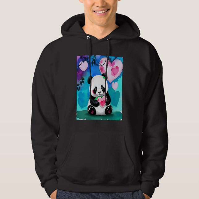 Valentine's Day Love Heart Panda Girlfriend Fiancé Hoodie (Front)