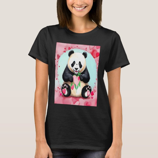 Valentine's Day Love Heart Panda Girlfriend Fiancé T-Shirt (Front)