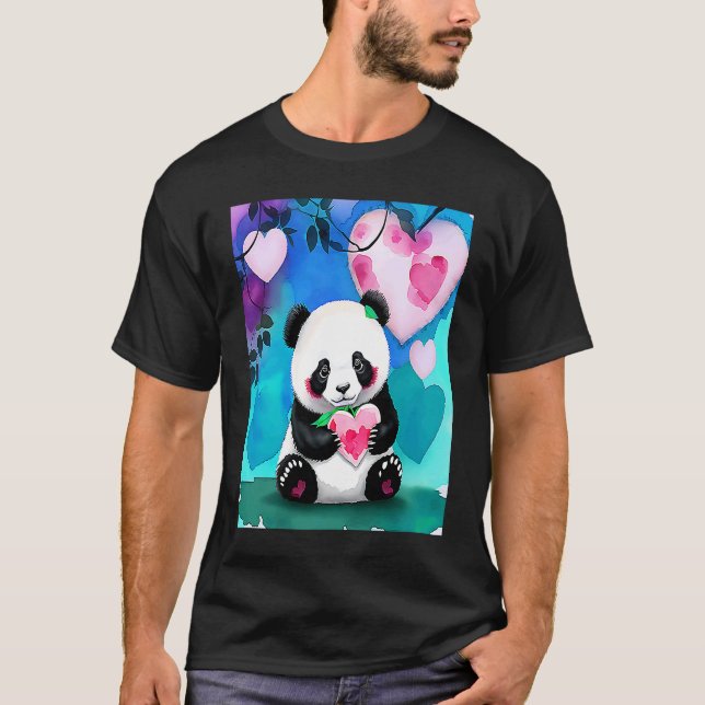 Valentine's Day Love Heart Panda Girlfriend Fiancé T-Shirt (Front)