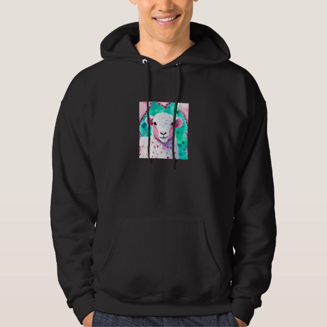 Valentine's Day Love Heart Sheep Girlfriend Fiancé Hoodie (Front)