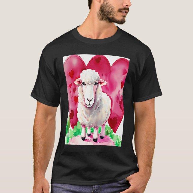 Valentine's Day Love Heart Sheep Girlfriend Fiancé T-Shirt (Front)