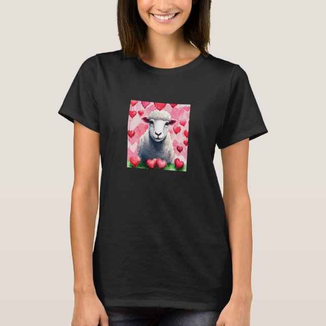 Valentine's Day Love Heart Sheep Girlfriend Fiancé T-Shirt (Front)