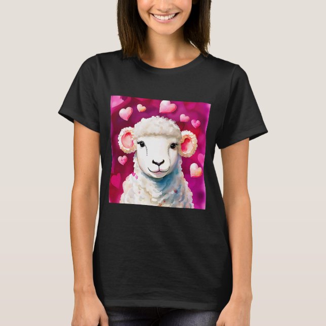Valentine's Day Love Heart Sheep Girlfriend Fiancé T-Shirt (Front)