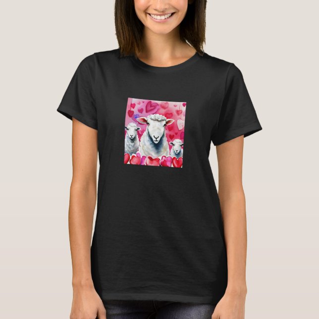 Valentine's Day Love Heart Sheep Girlfriend Fiancé T-Shirt (Front)