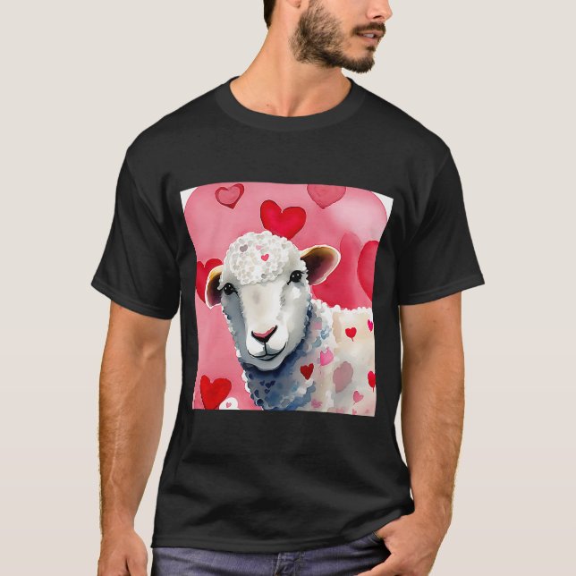 Valentine's Day Love Heart Sheep Girlfriend Fiancé T-Shirt (Front)