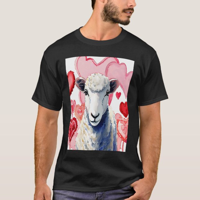 Valentine's Day Love Heart Sheep Girlfriend Fiancé T-Shirt (Front)