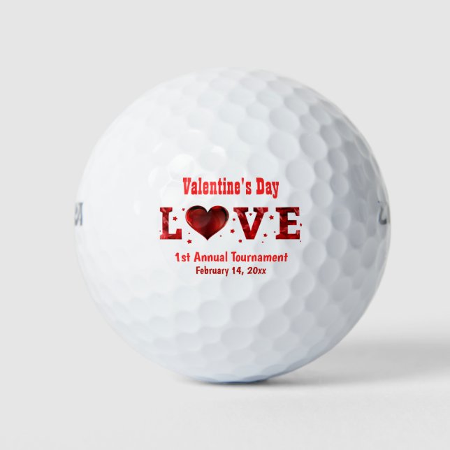 Valentines Day Love Heart Tournament Golf Balls (Front)