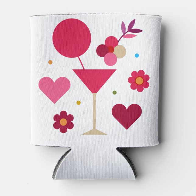 Valentine's Day Love & Hearts  Can Cooler (Front)