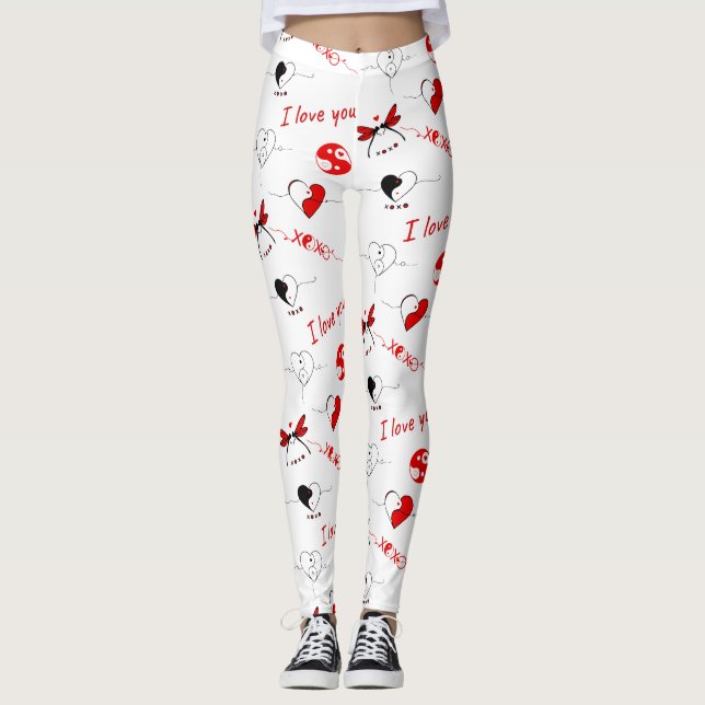 Valentine's Day Love & Hearts  Leggings (Front)