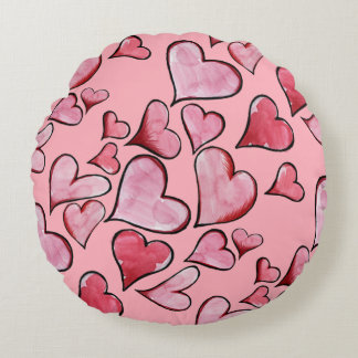 Valentine's Day Love hearts Round Cushion