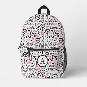 Valentine's Day Love Kisses Red Hearts Pattern Printed Backpack