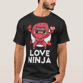 Valentines Day Love Ninja Cute Boys Girls Kids Tod T-Shirt