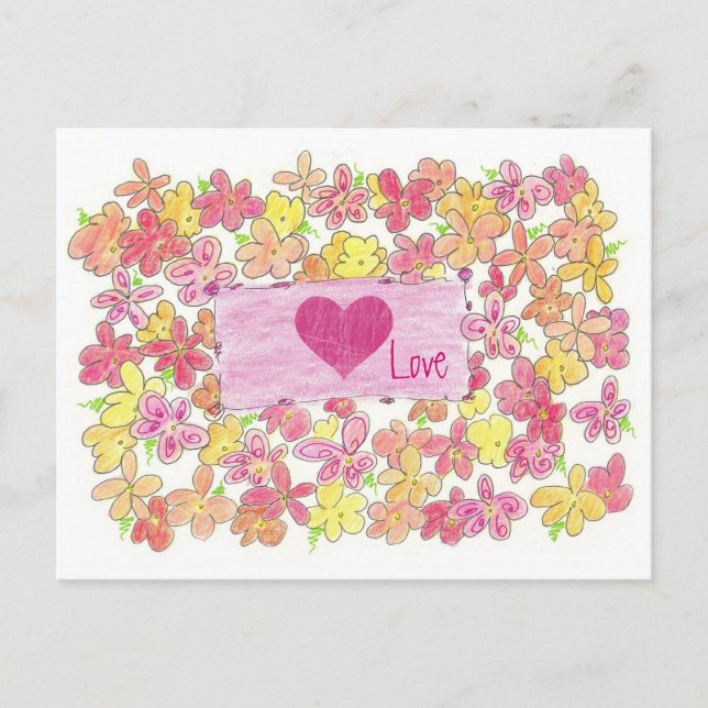 Valentine's Day Love Orange Flowers Postcard (Front)