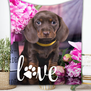 Valentines Day LOVE Personalised Pet Photo Dog  Fleece Blanket