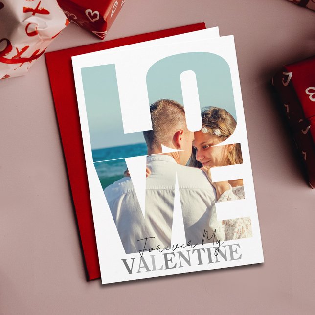 Valentines Day Love Photo Forever Valentine's Card (Cherish memories with a Valentine's card featuring you and your loved one, expressing your bond.)