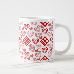 Valentine's Day Love Pink, Red and White Pattern Large Coffee Mug