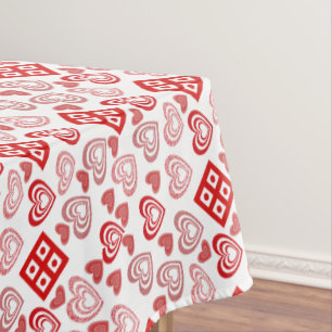 Valentine's Day Love Pink, Red and White Pattern Tablecloth