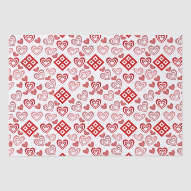 Valentine's Day Love Pink, Red and White Pattern Tissue Paper (Front)