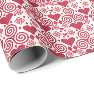 Valentine's Day Love Pink, Red and White Pattern Wrapping Paper