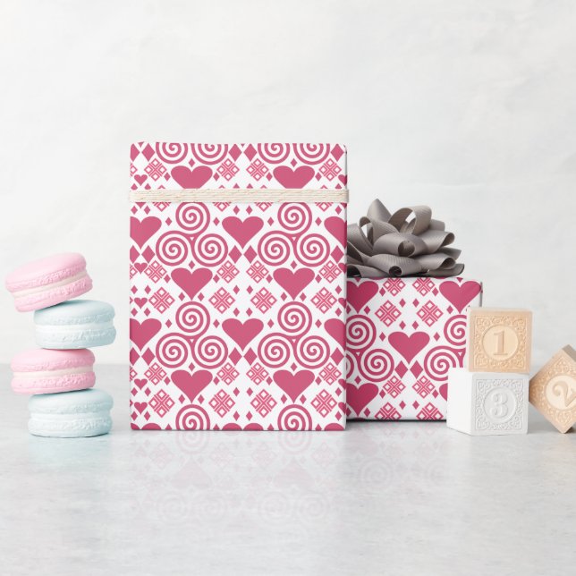 Valentine's Day Love Pink, Red and White Pattern Wrapping Paper (Baby Shower)