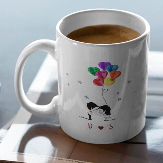 Valentines Day Love Quote with Colour Heart Balloo Coffee Mug (Creator Uploaded)