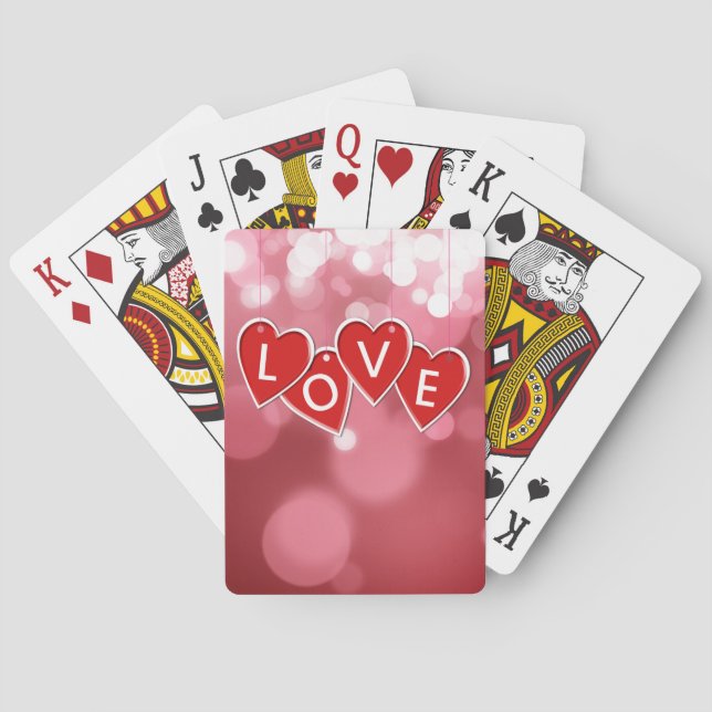 Valentine's Day Love Red Hearts Playing Cards (Back)