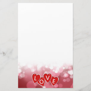 Valentine's Day Love Red Hearts Stationery