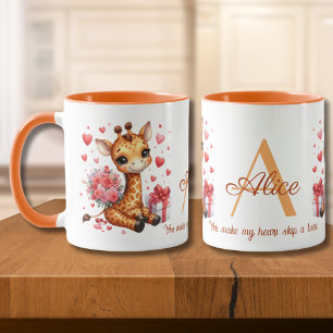 Valentines Day Love Rose Bouquet Giraffe Mug